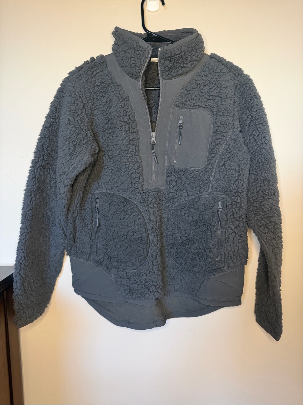 Zella Plush Sherpa Pullover - Charcoal Gray